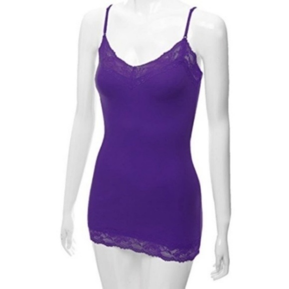 Tops - Basic Dark Purple Lace Trim Cami